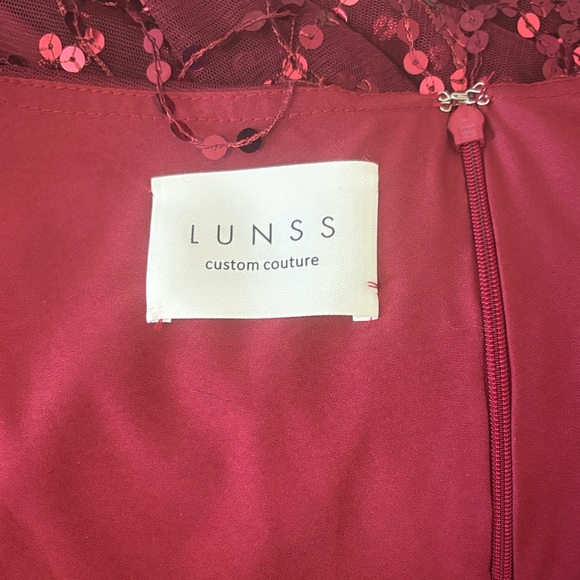 Glamorous Burgundy Sequin Evening Gown - Picture 8 of 9